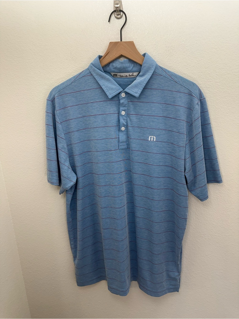Travis Mathew Men's Polo Blue Large